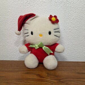 Vintage and Rare 1999 Plush Hello Kitty in Santa Outfit 9" Stuffed Animal
